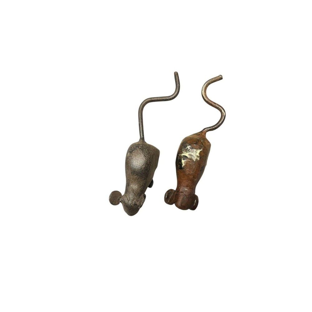Pair Vintage Style Cast Iron Mice Rat Paper Weight ~3.5 - 4'' long Miniature - Picture 4 of 8